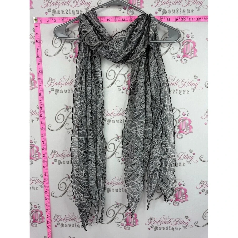 Scarf Lightweight Black & white Paisley Scarf for Women